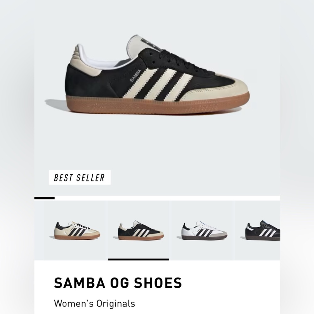 Adidas Samba OG Sneakers - Core black, cream. Women’s size 7.  Barely worn